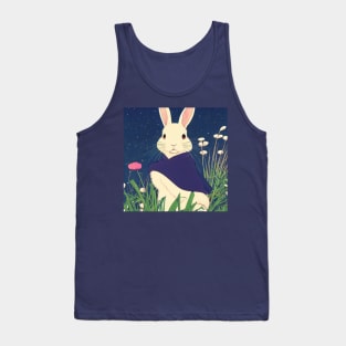 Whimsical Cute and Vintage Florida White Rabbit in White Tank Top